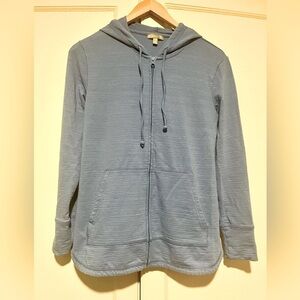 T by Talbots Blue Hooded Zip-up Sweatshirt with Sun Protection